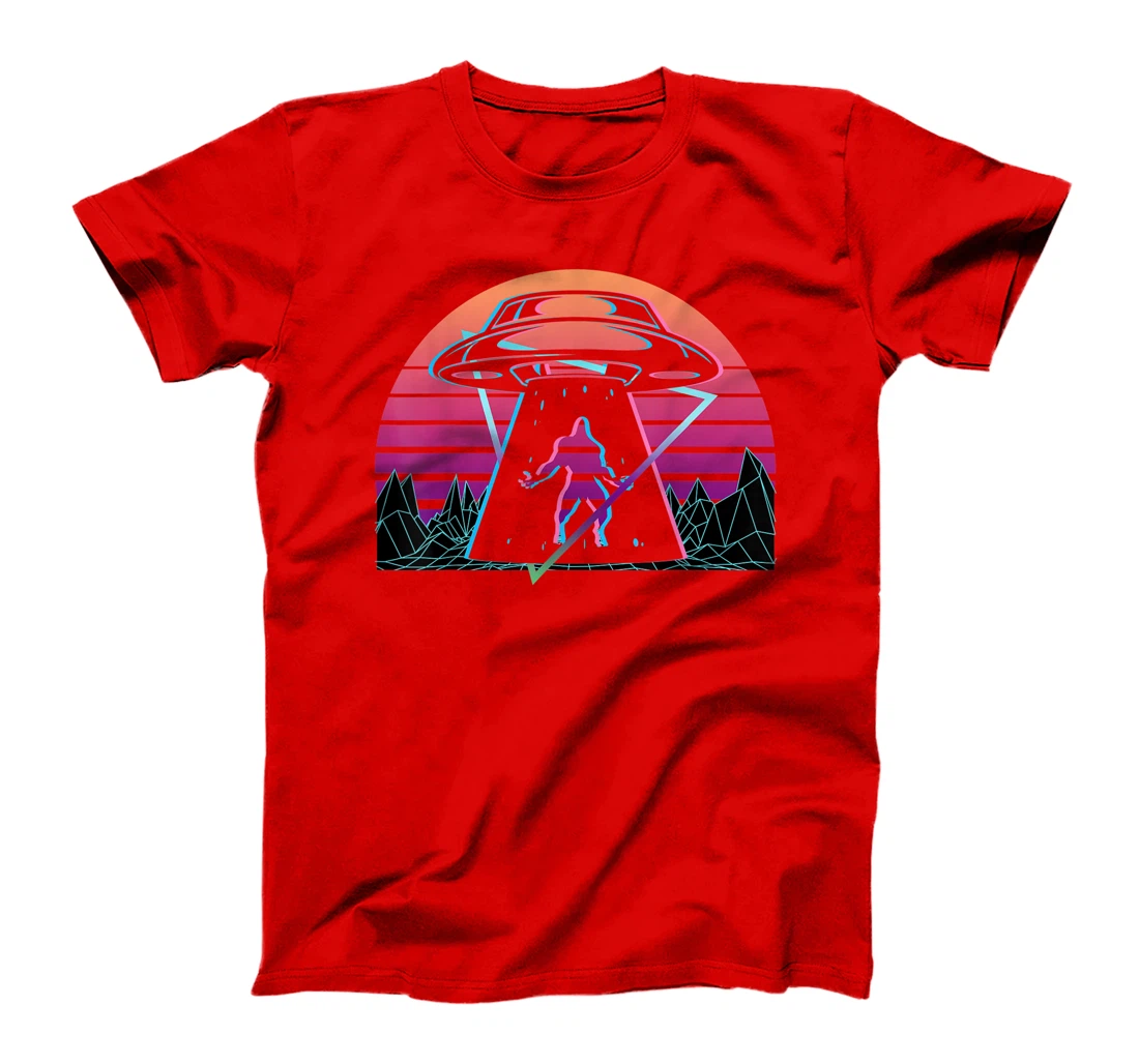 Bigfoot UFO Alien Abduction Retro T-Shirt, Women T-Shirt