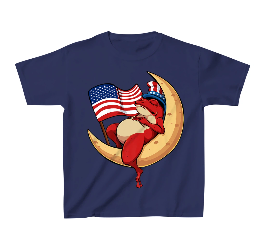 Patriotic Frog 4th Of July Cute Animal USA American Flag Hat T-Shirt, Kid T-Shirt and Women T-Shirt