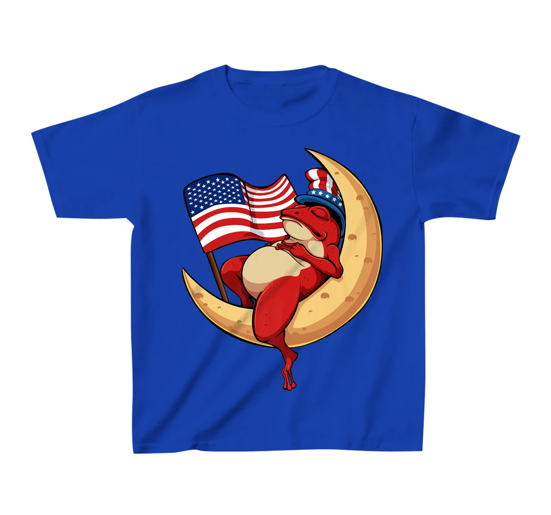 Patriotic Frog 4th Of July Cute Animal USA American Flag Hat T-Shirt, Kid T-Shirt and Women T-Shirt
