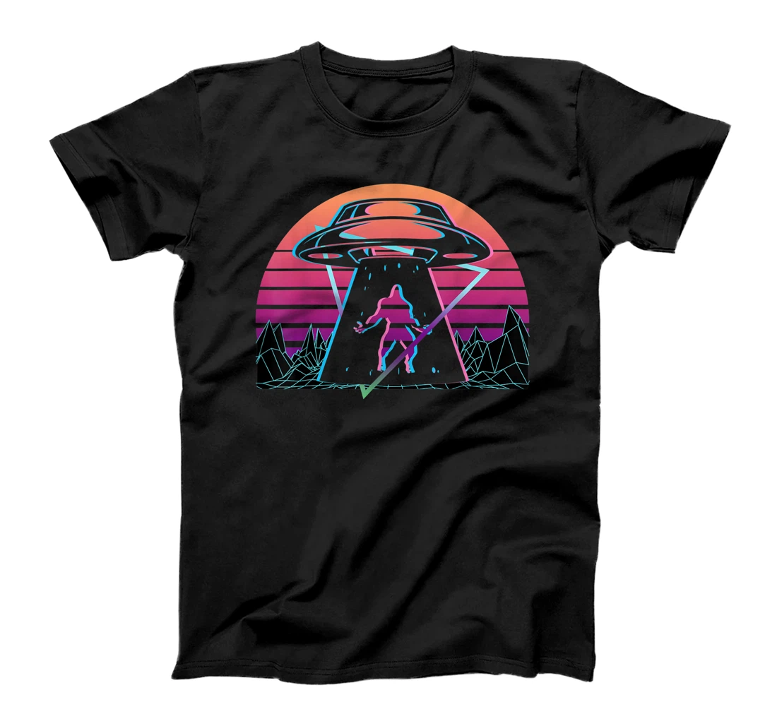 Bigfoot UFO Alien Abduction Retro T-Shirt, Women T-Shirt