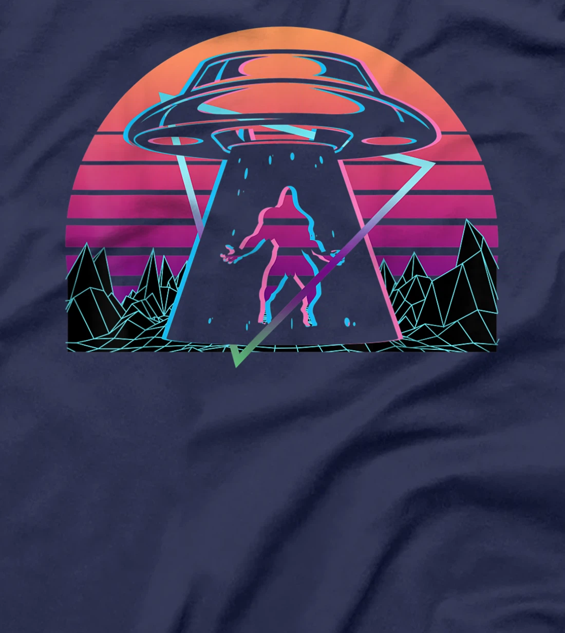 Bigfoot UFO Alien Abduction Retro T-Shirt, Women T-Shirt