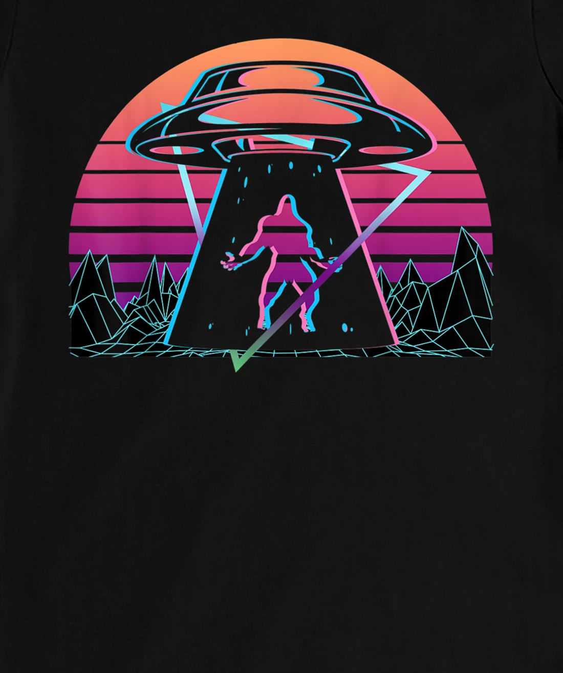 Bigfoot UFO Alien Abduction Retro T-Shirt, Women T-Shirt