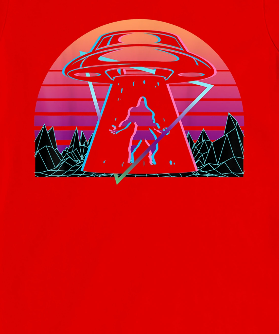 Bigfoot UFO Alien Abduction Retro T-Shirt, Women T-Shirt