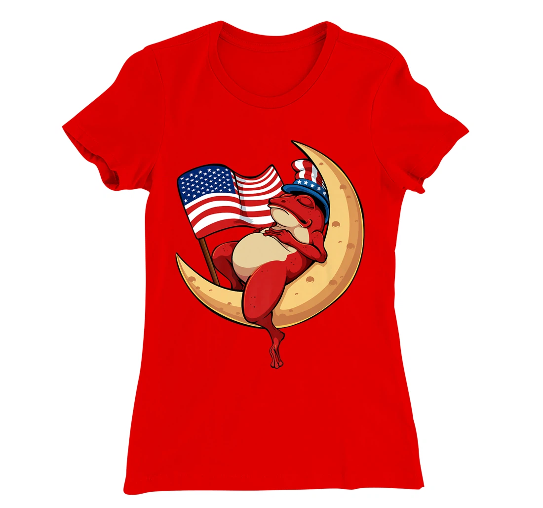 Patriotic Frog 4th Of July Cute Animal USA American Flag Hat T-Shirt, Kid T-Shirt and Women T-Shirt