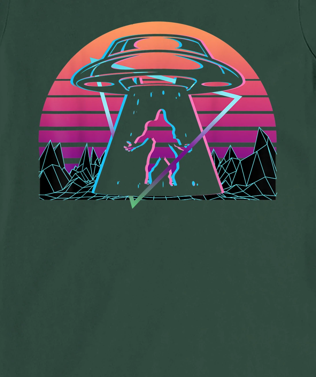 Bigfoot UFO Alien Abduction Retro T-Shirt, Women T-Shirt