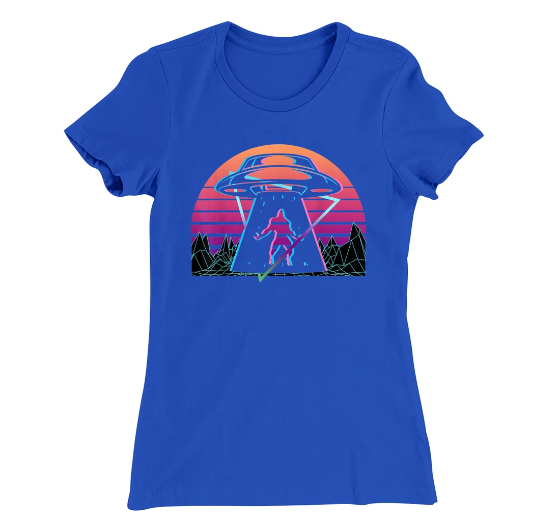 Bigfoot UFO Alien Abduction Retro T-Shirt, Women T-Shirt