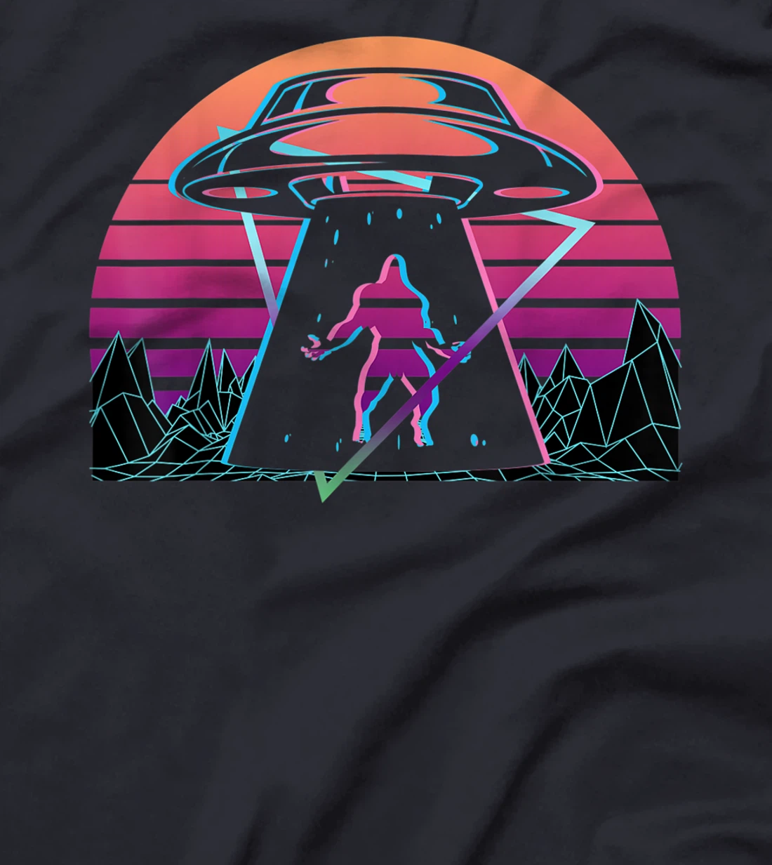 Bigfoot UFO Alien Abduction Retro T-Shirt, Women T-Shirt
