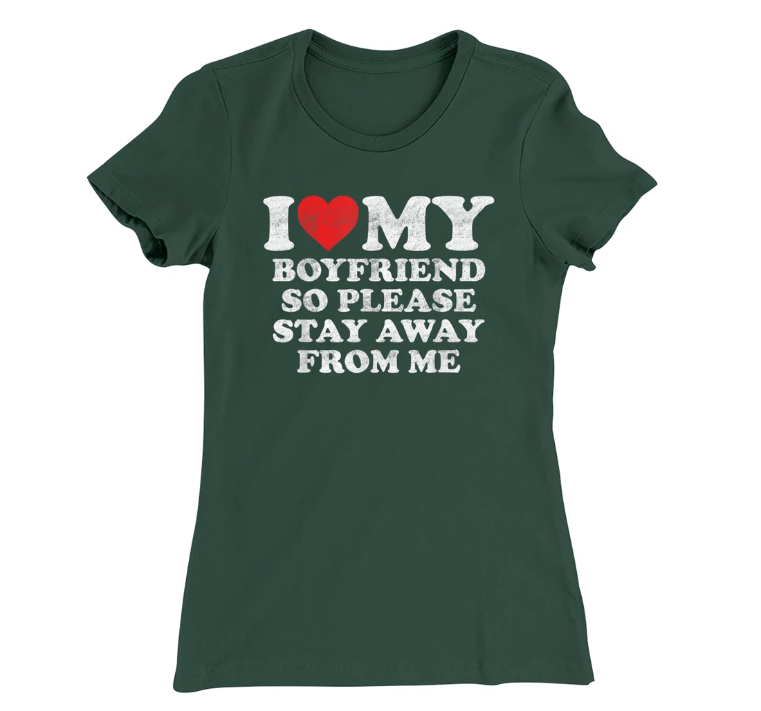 I Love My Boyfriend Shirt Funny Vintage I Heart My Boyfriend T-Shirt, Women T-Shirt