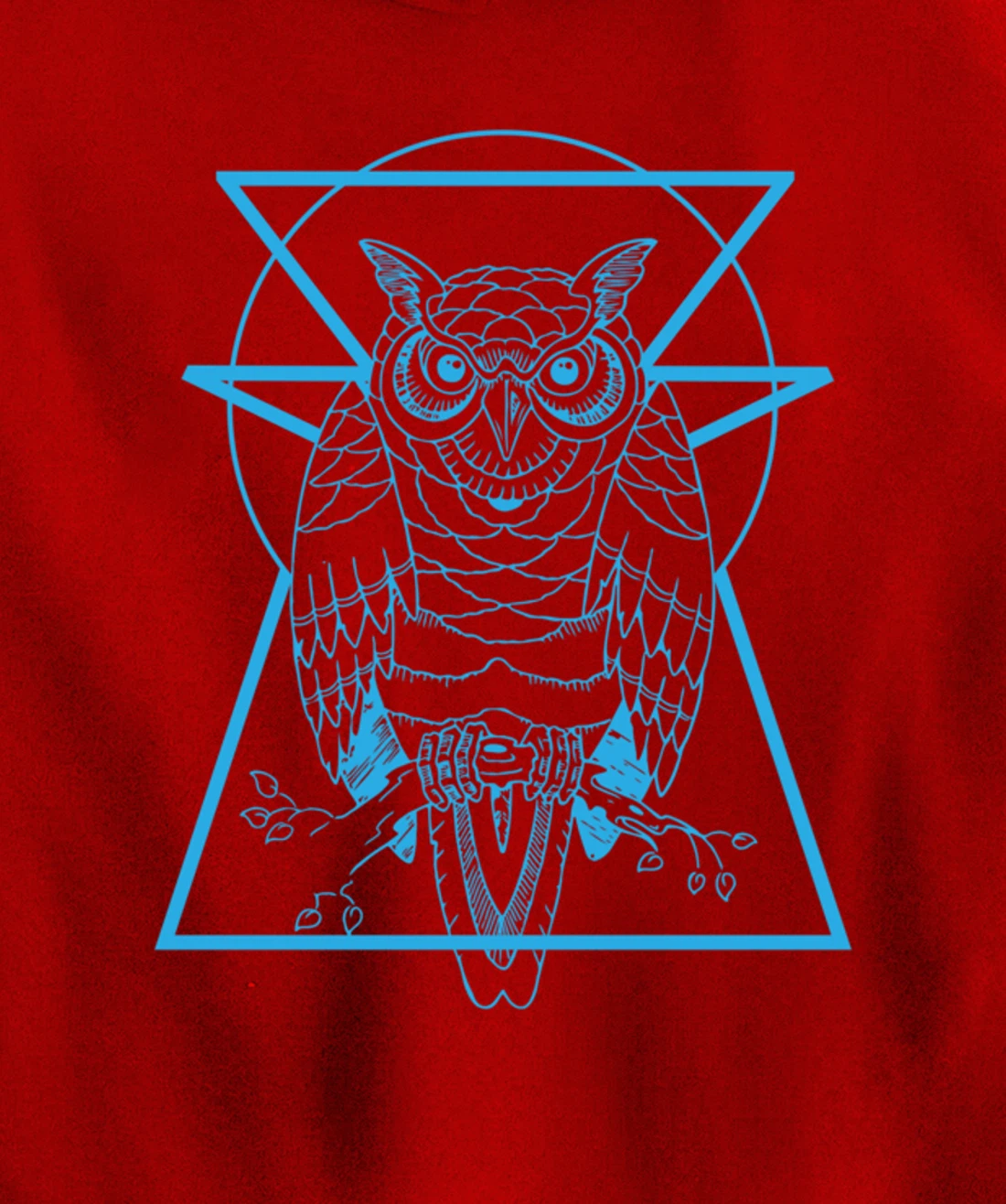 Turquoise Owl Perched With Geometric Shapes Graphic Pullover Hoodie