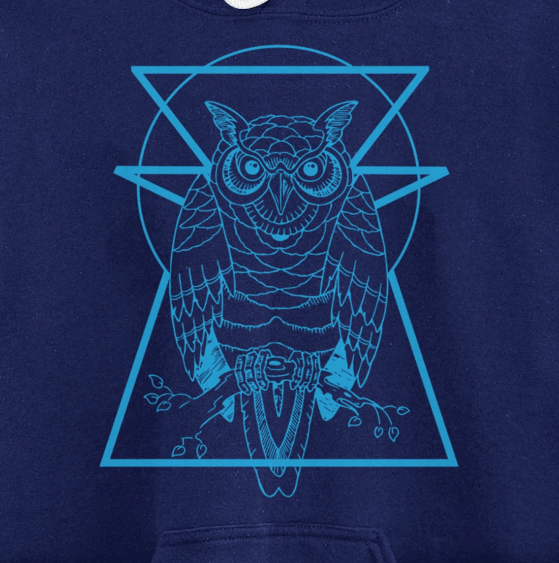 Turquoise Owl Perched With Geometric Shapes Graphic Pullover Hoodie