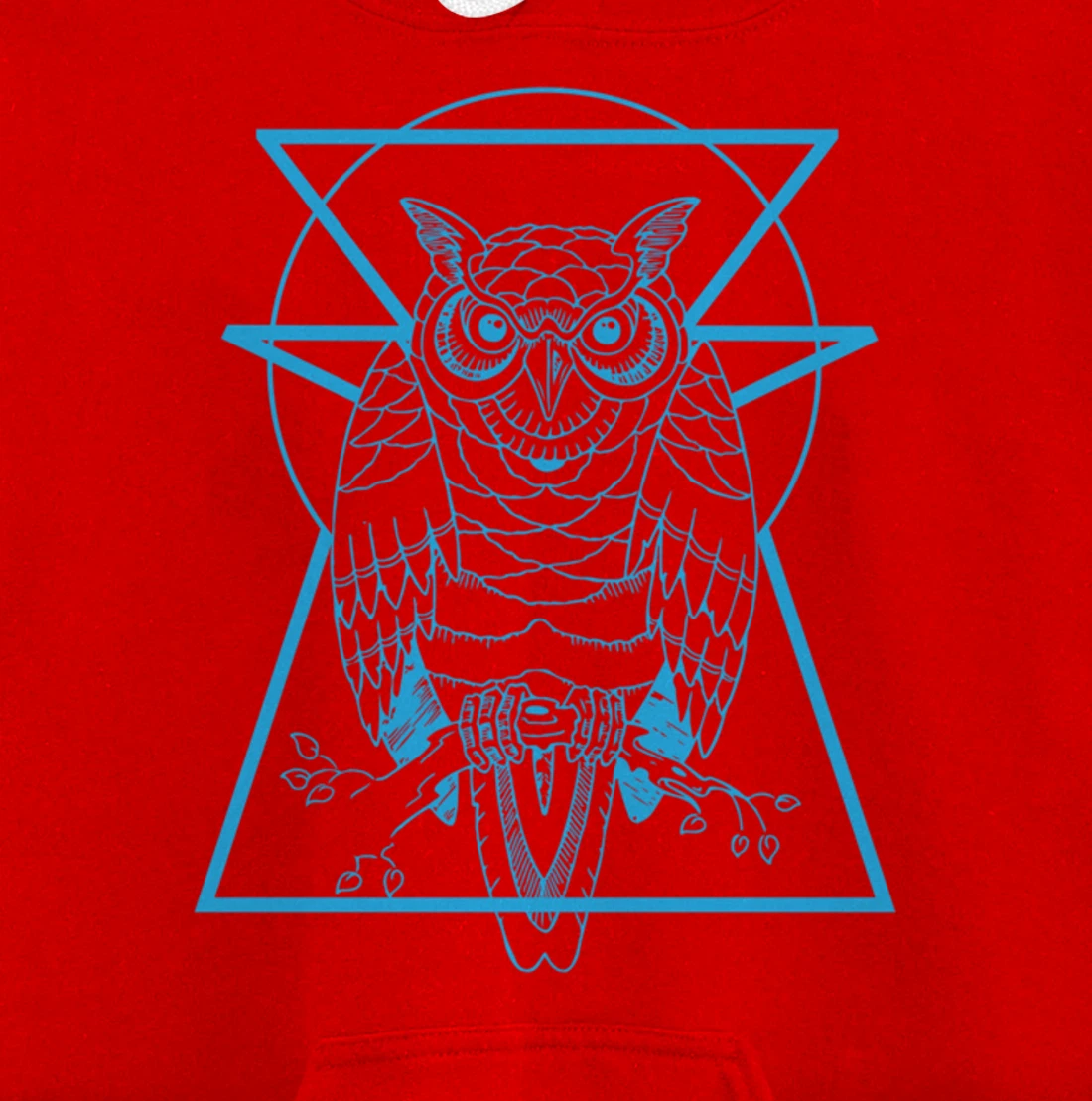 Turquoise Owl Perched With Geometric Shapes Graphic Pullover Hoodie