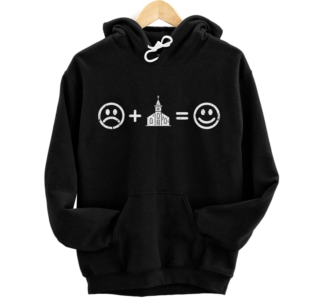 Church Makes Happy Funny Religious Gift Devot Christian Fun Pullover Hoodie