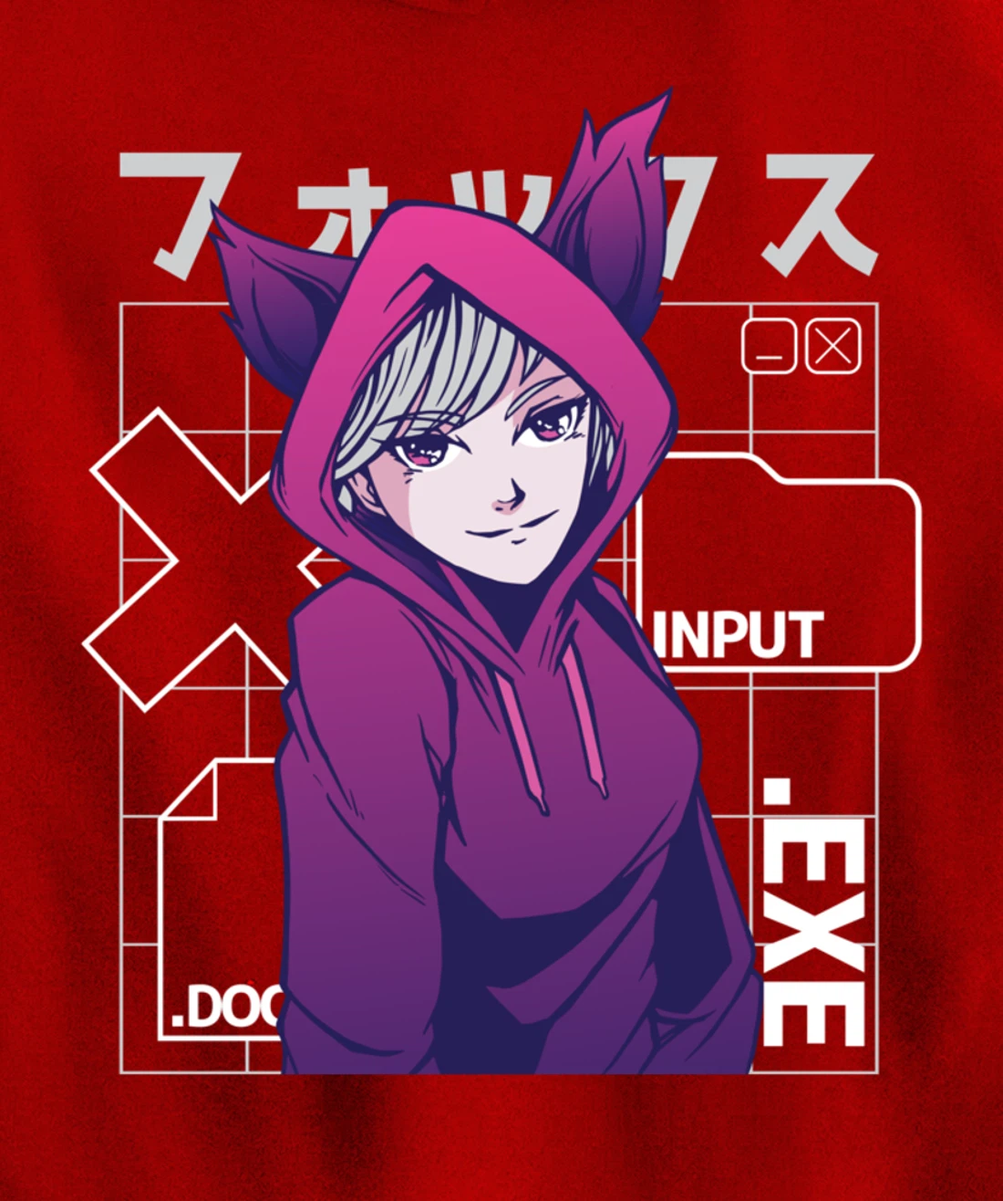 Otaku 90s Cute Anime Girl With Fox Ears Japan Culture Pullover Hoodie