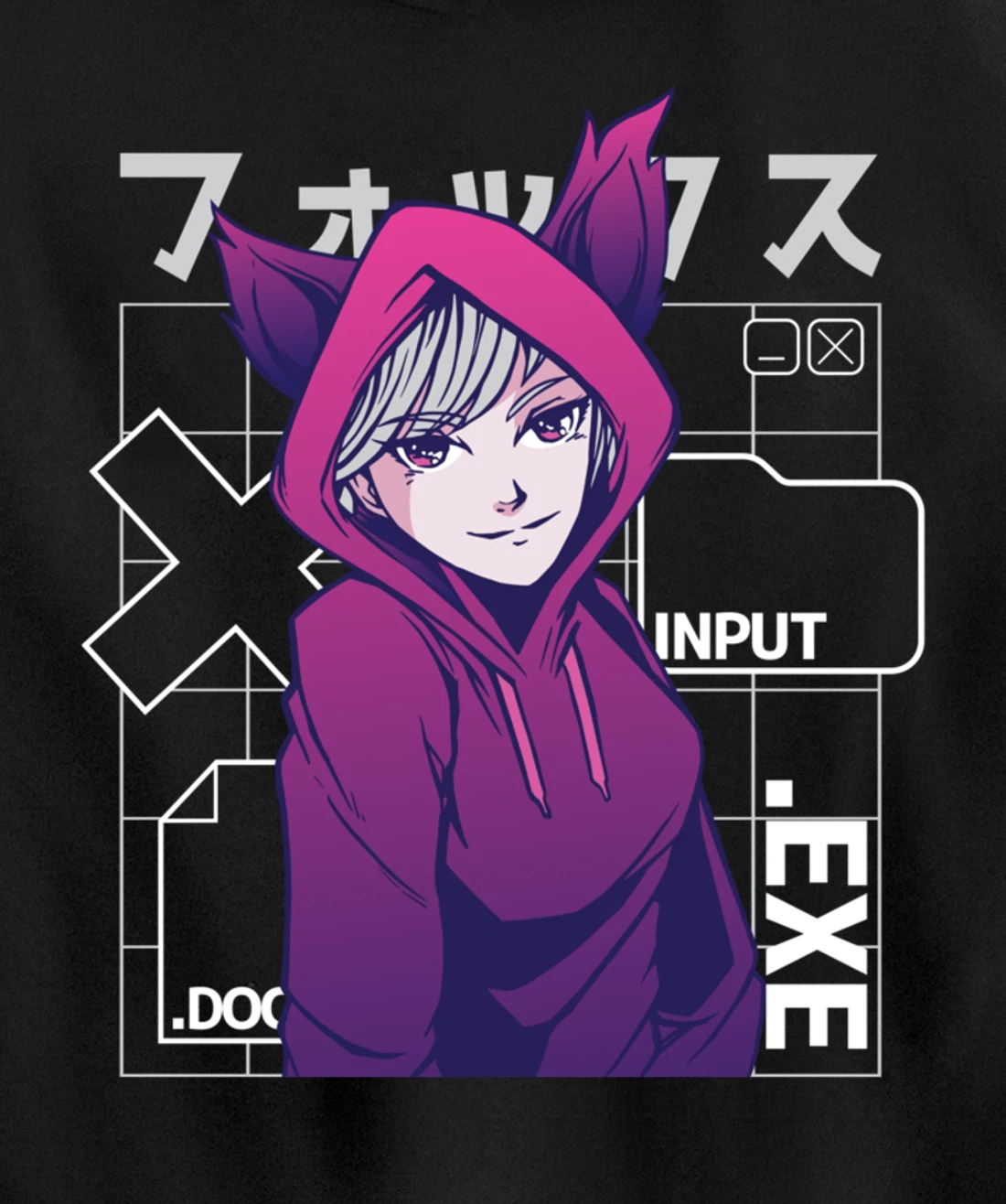 Otaku 90s Cute Anime Girl With Fox Ears Japan Culture Pullover Hoodie