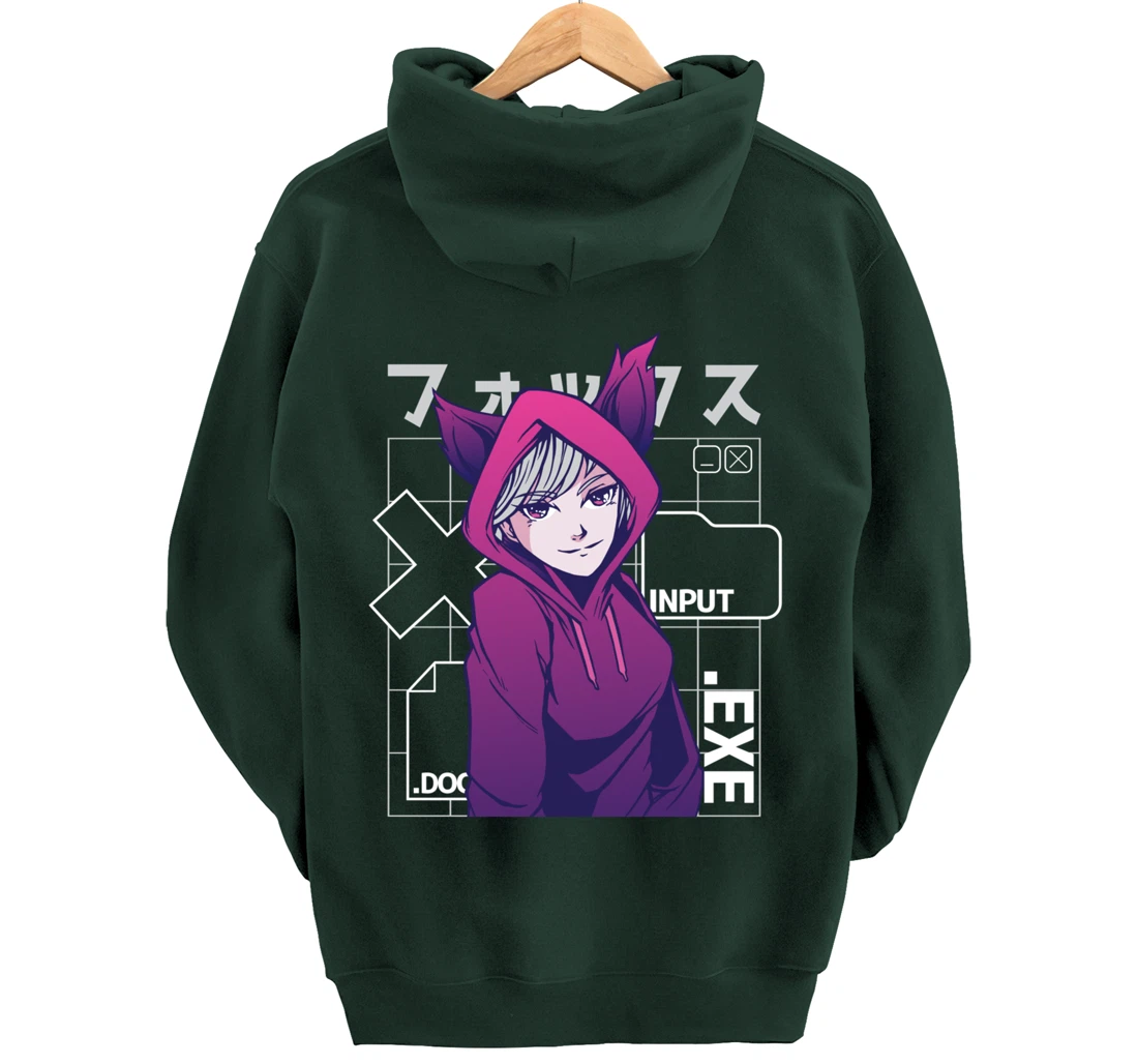 Otaku 90s Cute Anime Girl With Fox Ears Japan Culture Pullover Hoodie