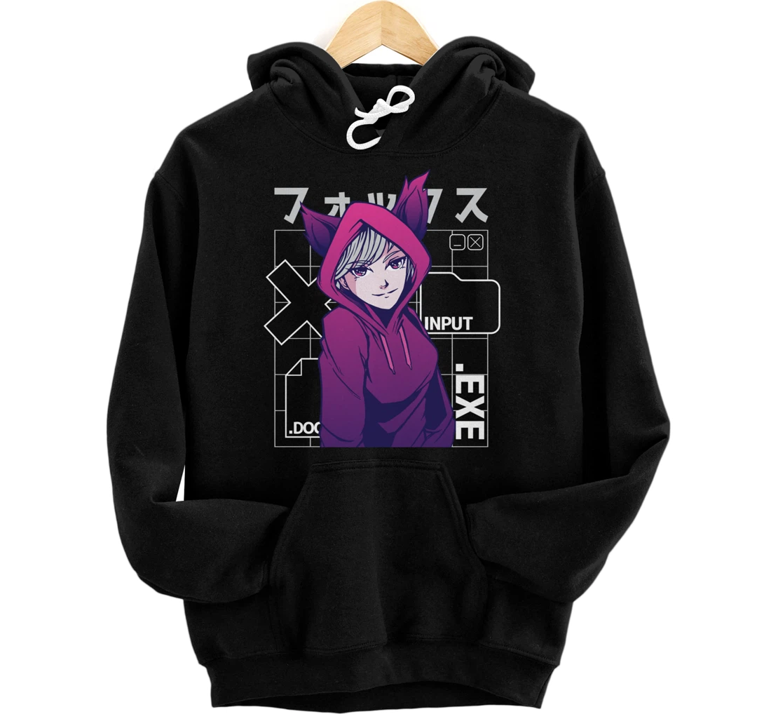 Otaku 90s Cute Anime Girl With Fox Ears Japan Culture Pullover Hoodie