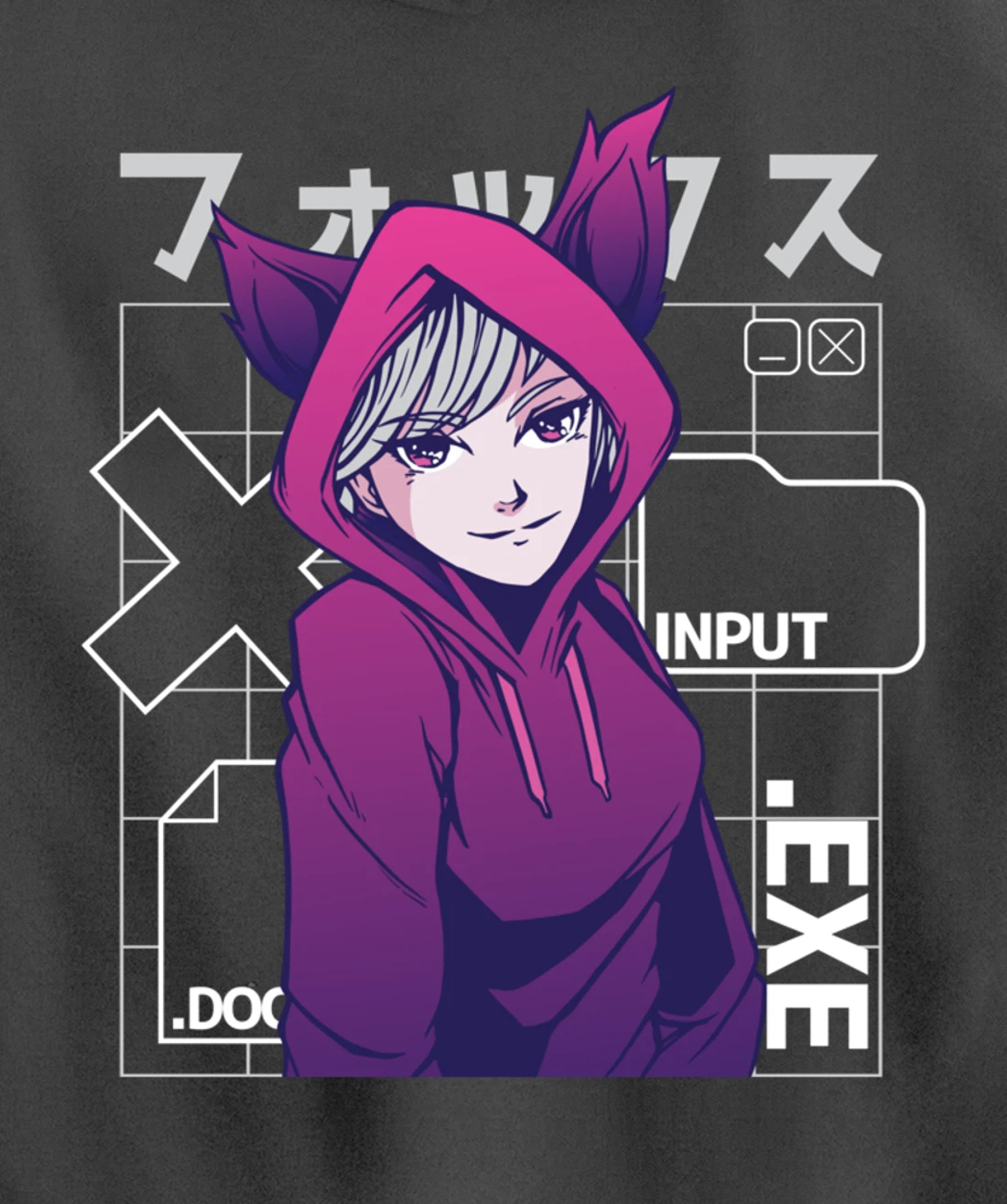 Otaku 90s Cute Anime Girl With Fox Ears Japan Culture Pullover Hoodie