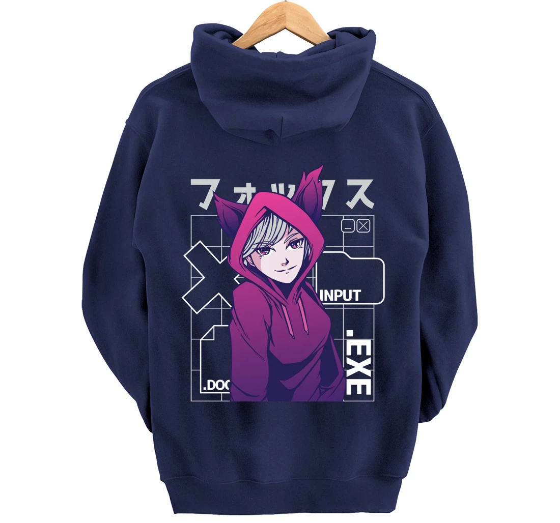 Otaku 90s Cute Anime Girl With Fox Ears Japan Culture Pullover Hoodie