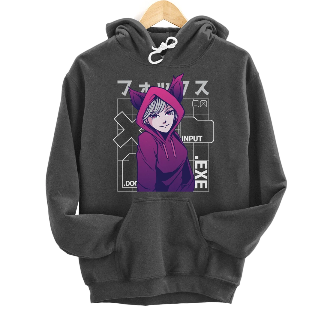 Otaku 90s Cute Anime Girl With Fox Ears Japan Culture Pullover Hoodie