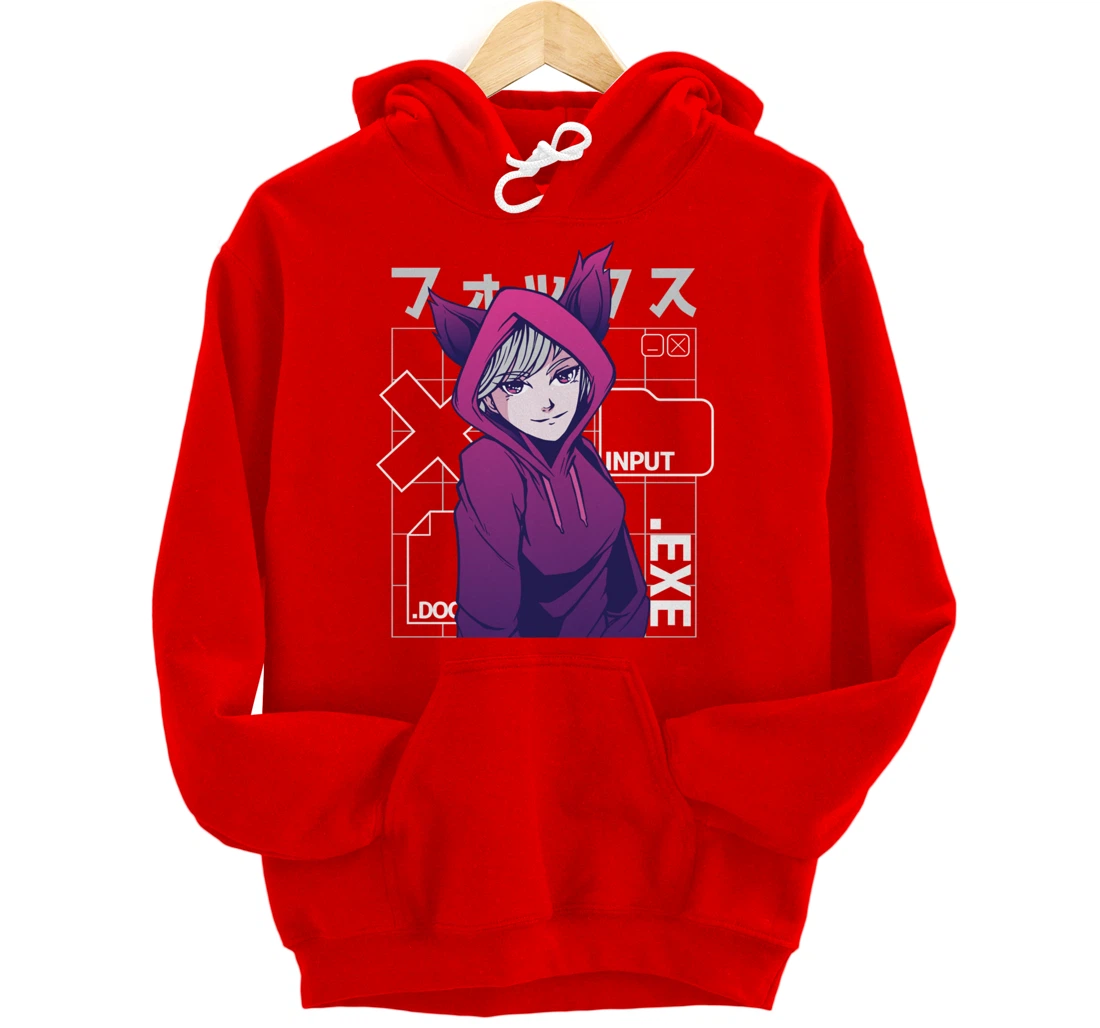 Otaku 90s Cute Anime Girl With Fox Ears Japan Culture Pullover Hoodie