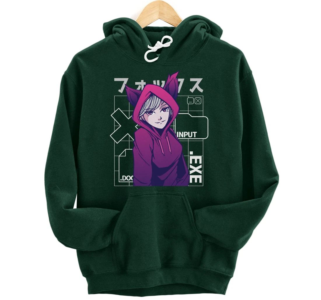 Otaku 90s Cute Anime Girl With Fox Ears Japan Culture Pullover Hoodie