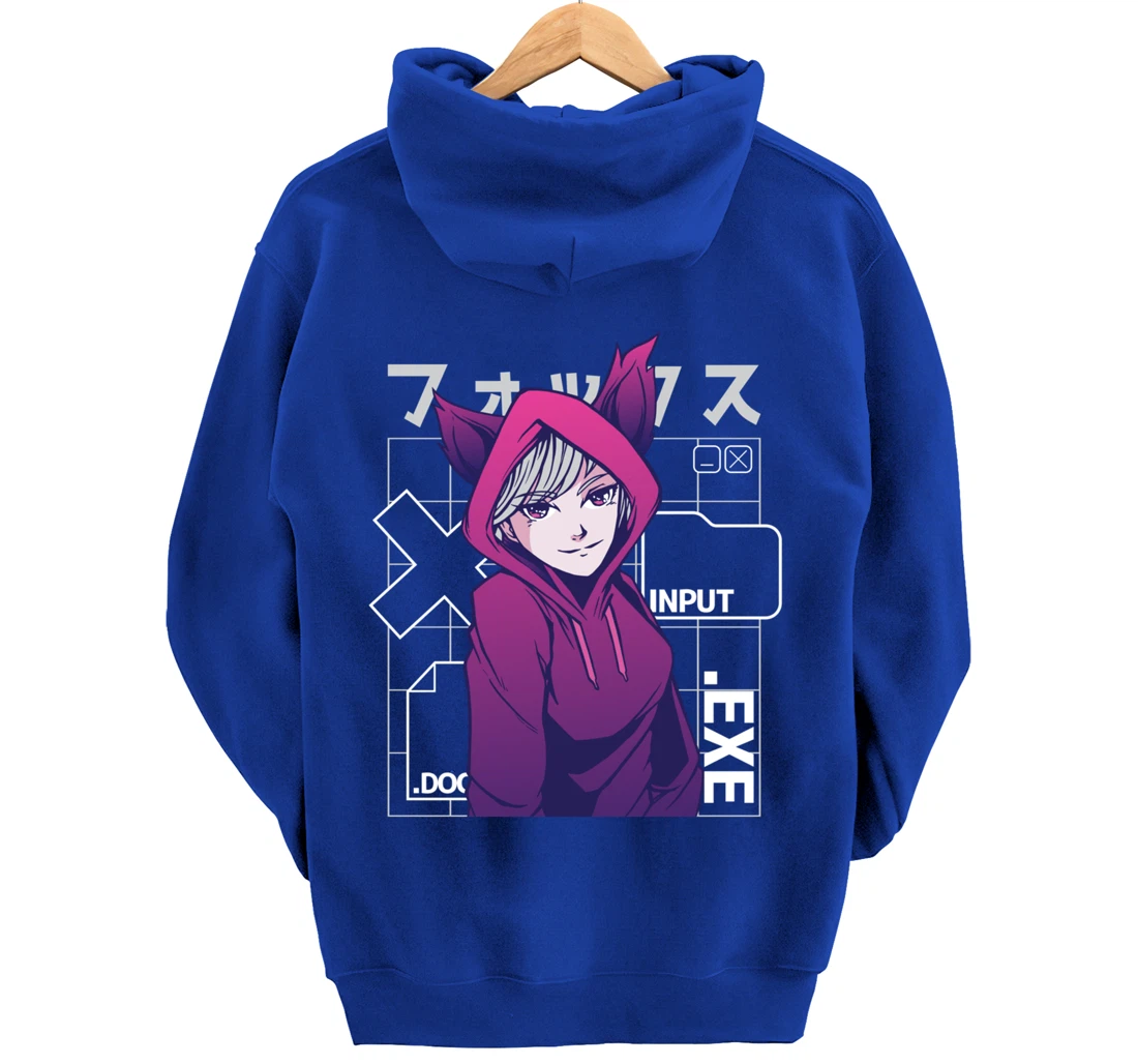 Otaku 90s Cute Anime Girl With Fox Ears Japan Culture Pullover Hoodie