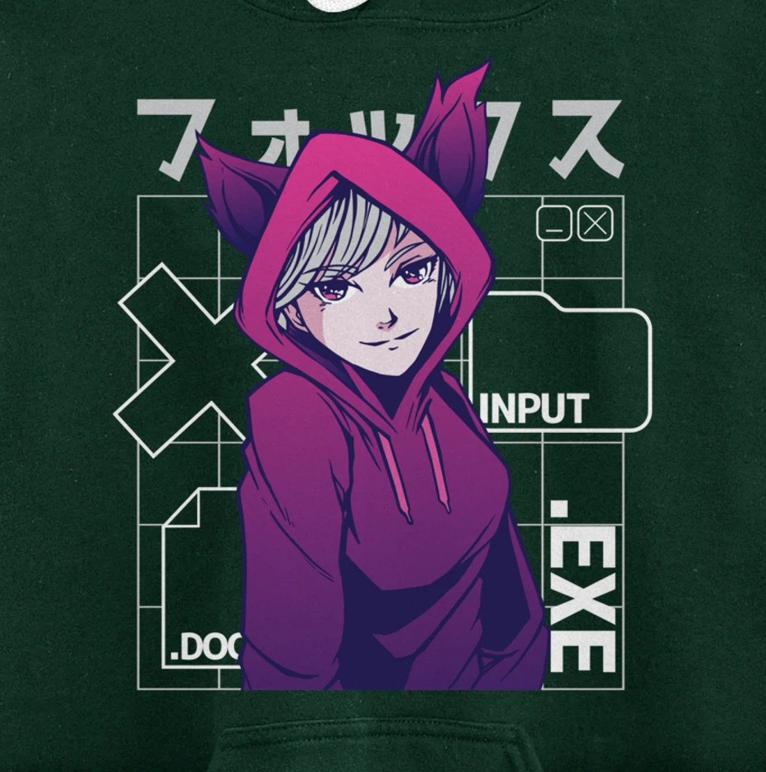 Otaku 90s Cute Anime Girl With Fox Ears Japan Culture Pullover Hoodie