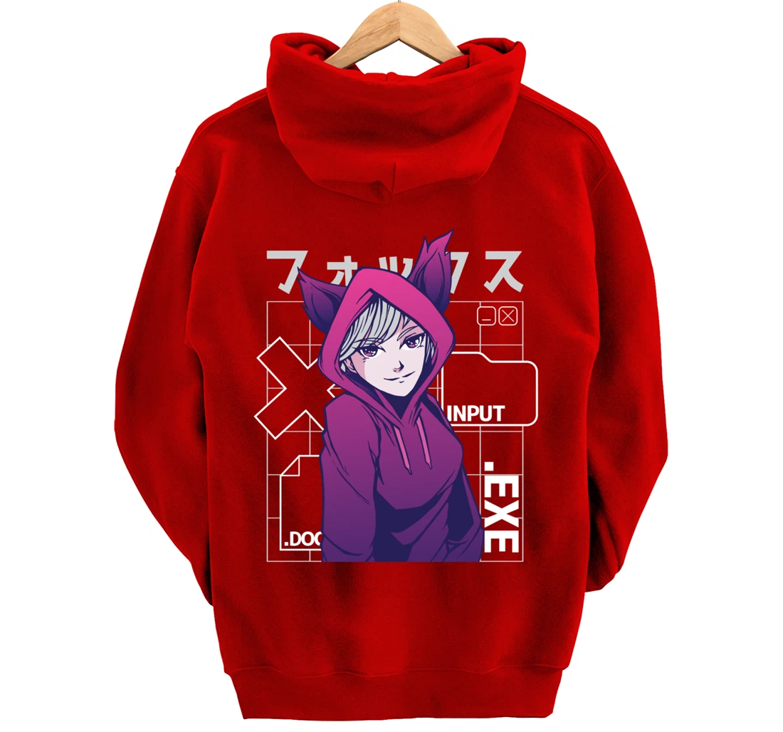 Otaku 90s Cute Anime Girl With Fox Ears Japan Culture Pullover Hoodie