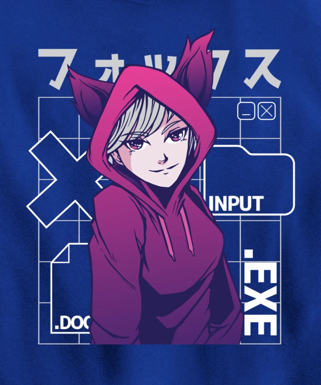 Otaku 90s Cute Anime Girl With Fox Ears Japan Culture Pullover Hoodie