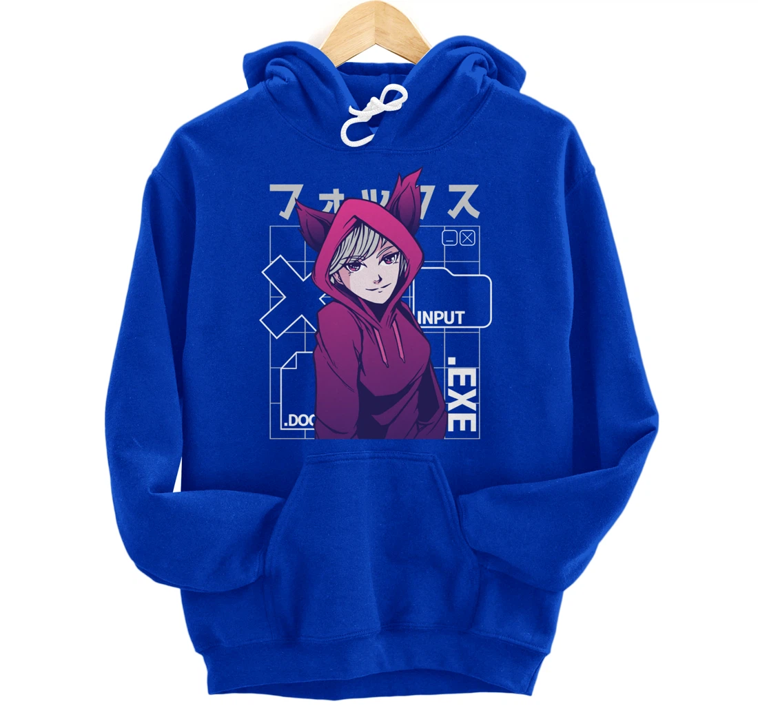 Otaku 90s Cute Anime Girl With Fox Ears Japan Culture Pullover Hoodie