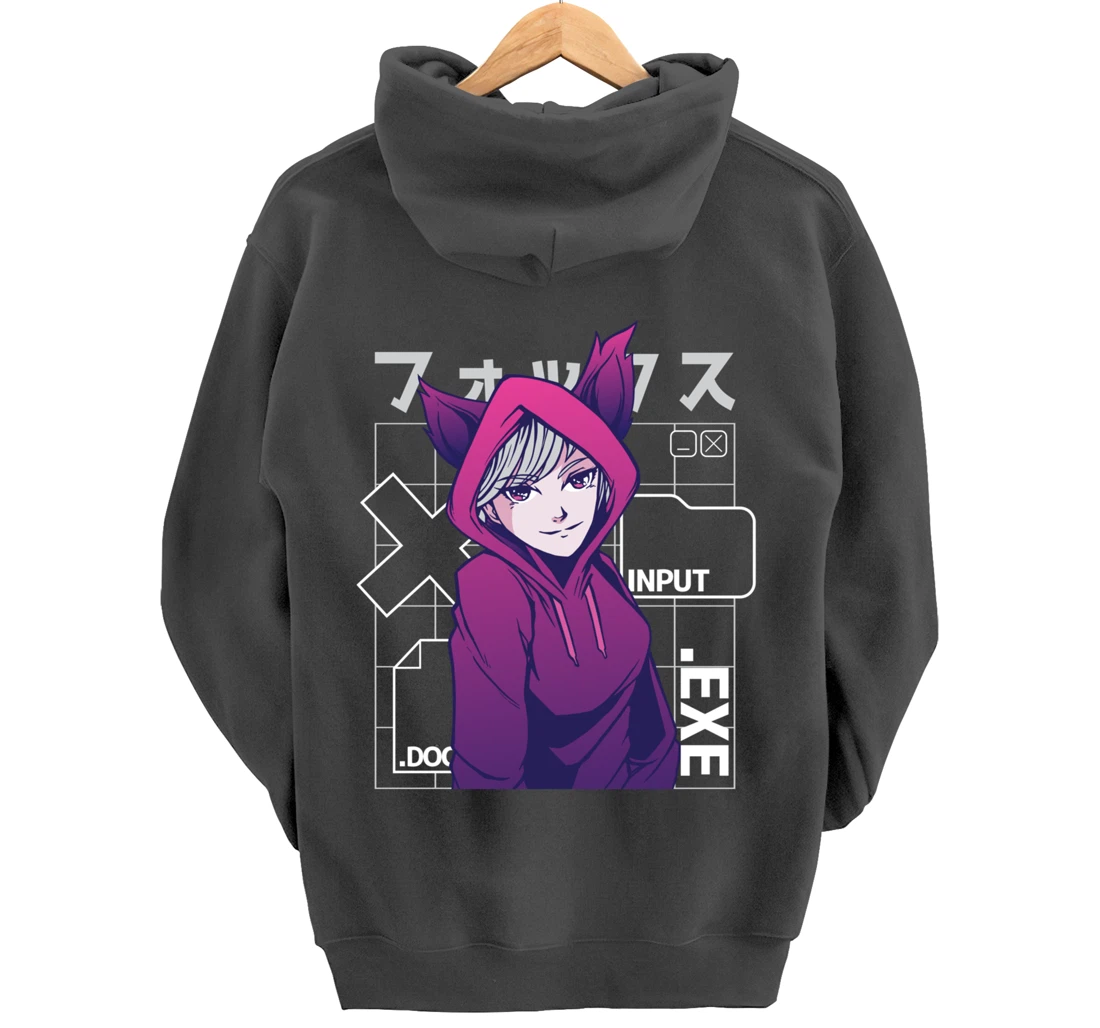 Otaku 90s Cute Anime Girl With Fox Ears Japan Culture Pullover Hoodie