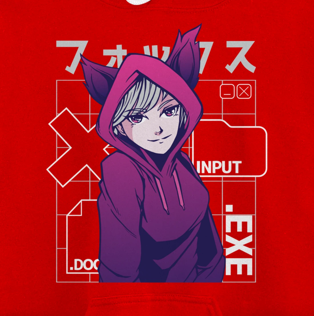Otaku 90s Cute Anime Girl With Fox Ears Japan Culture Pullover Hoodie