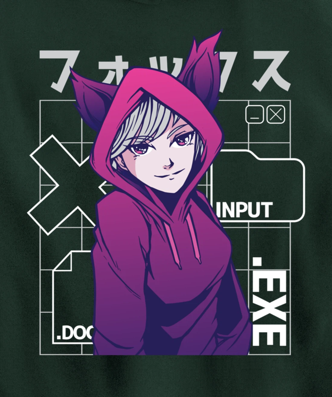 Otaku 90s Cute Anime Girl With Fox Ears Japan Culture Pullover Hoodie