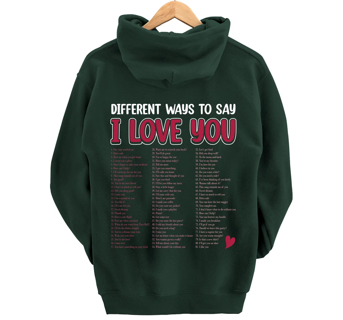 Different Ways To Say-I Love You Retro Hippie Valentine Pullover Hoodie