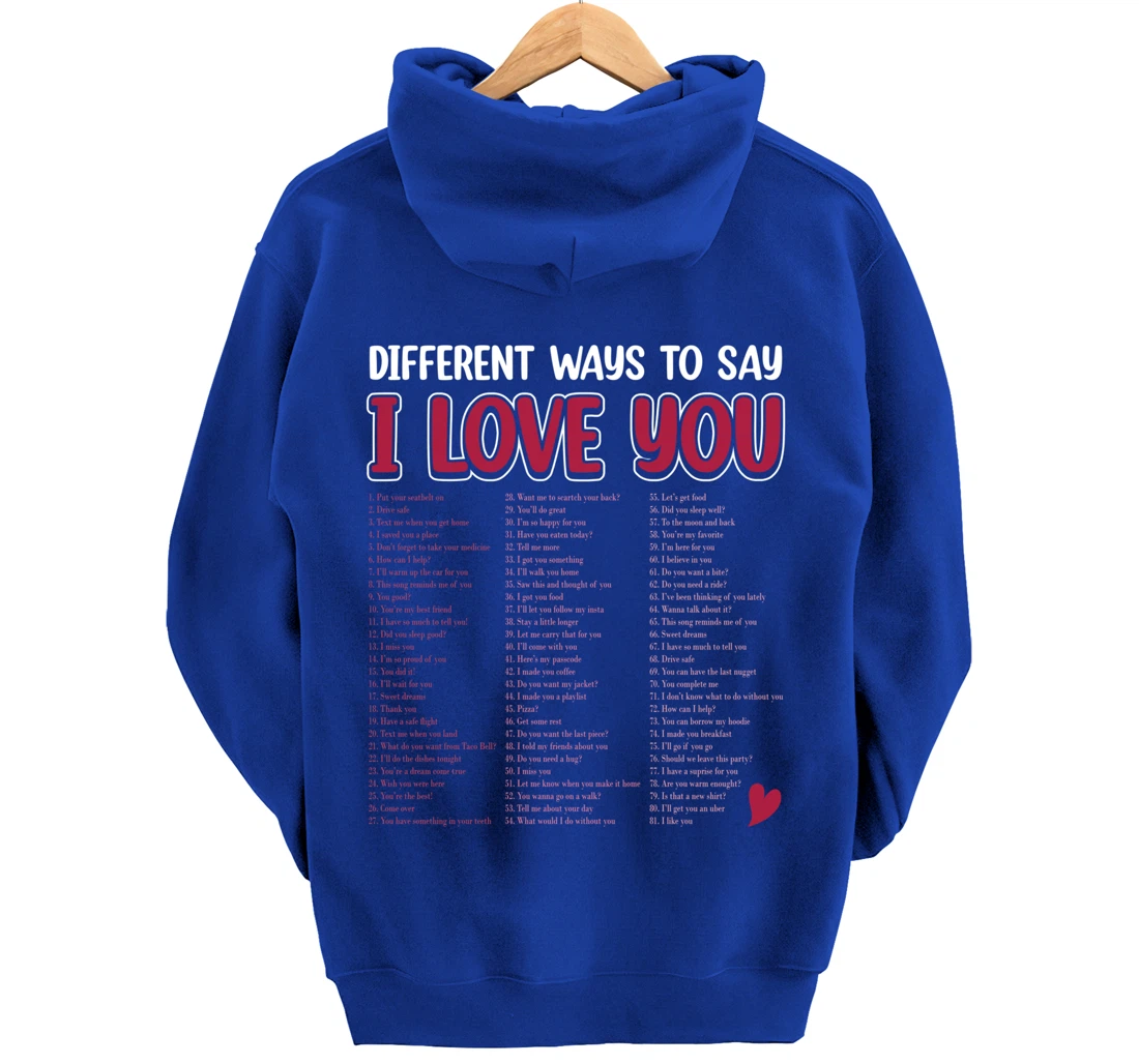 Different Ways To Say-I Love You Retro Hippie Valentine Pullover Hoodie