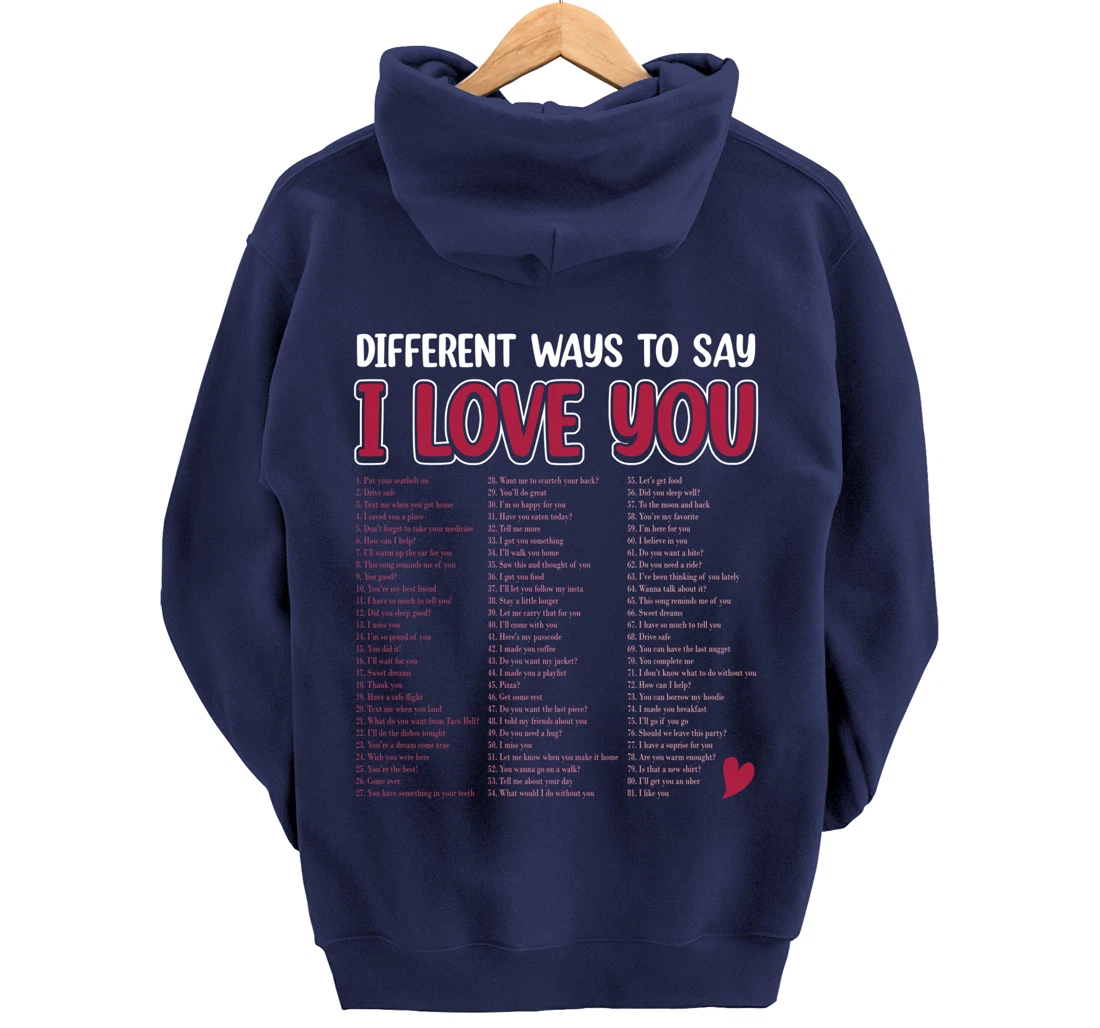 Different Ways To Say-I Love You Retro Hippie Valentine Pullover Hoodie