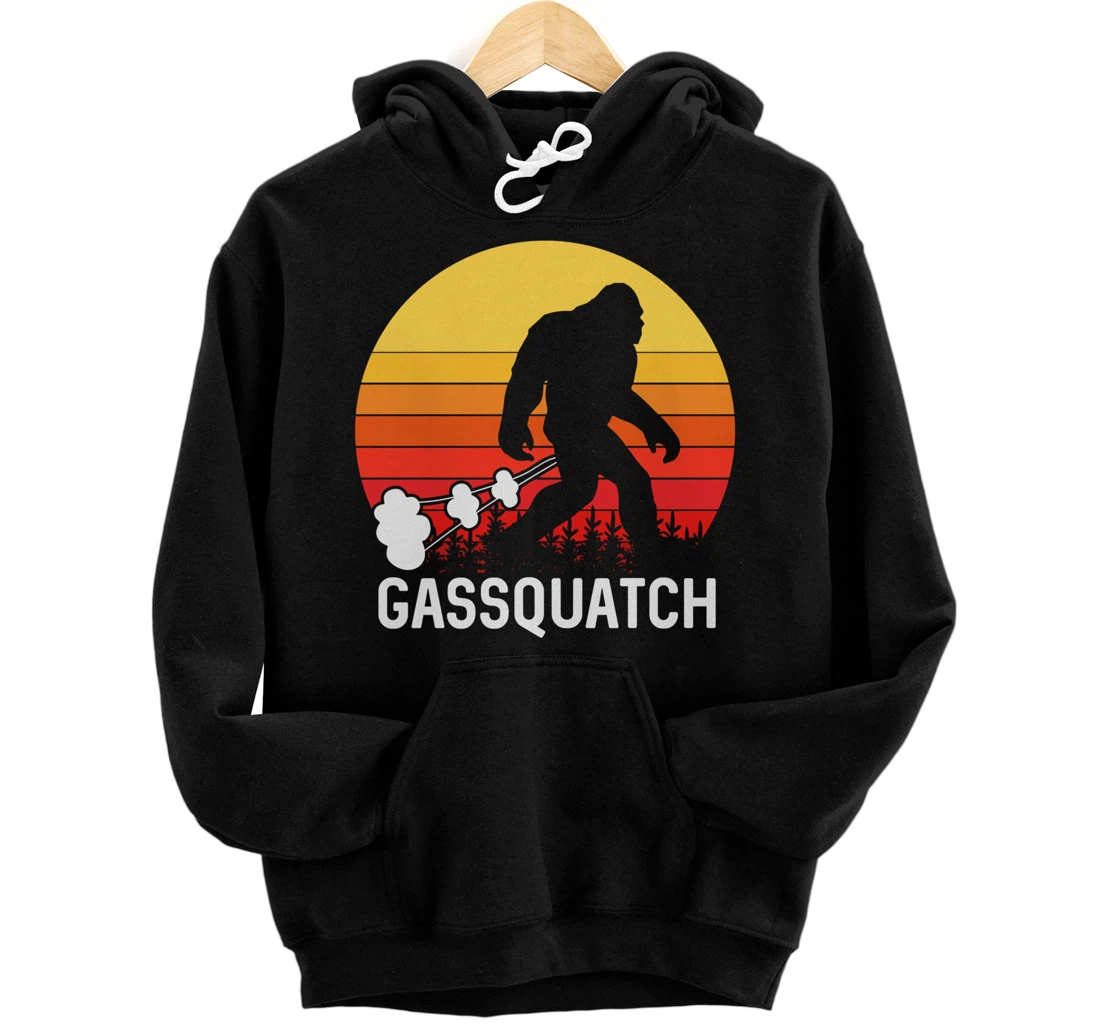 Gassquatch Bigfoot Sasquatch Funny Vintage Retro Pullover Hoodie
