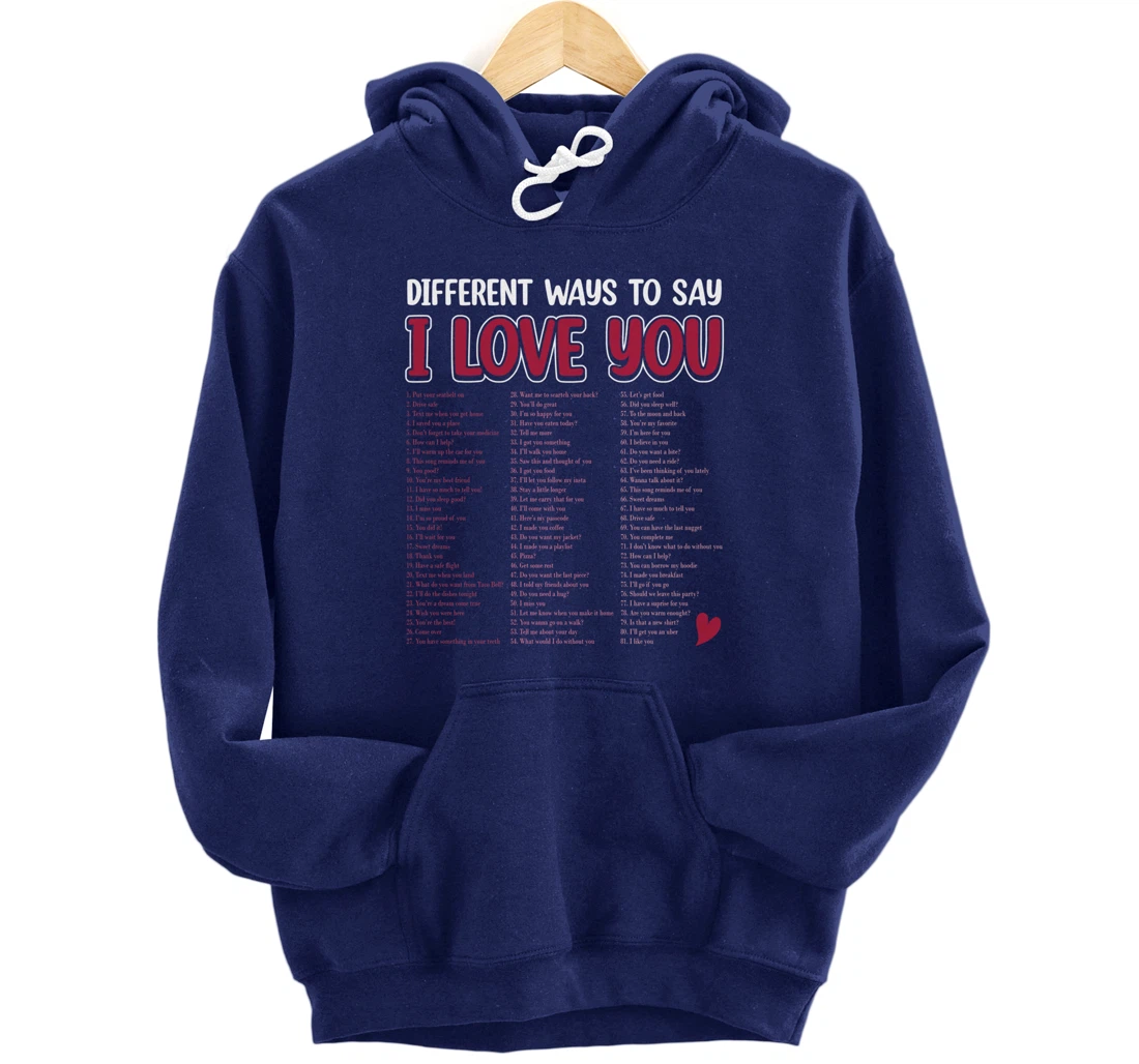 Different Ways To Say-I Love You Retro Hippie Valentine Pullover Hoodie