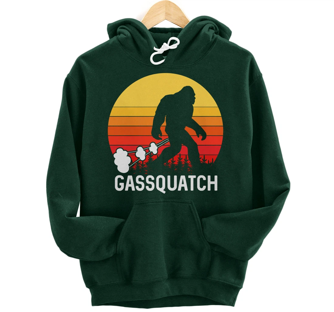 Gassquatch Bigfoot Sasquatch Funny Vintage Retro Pullover Hoodie