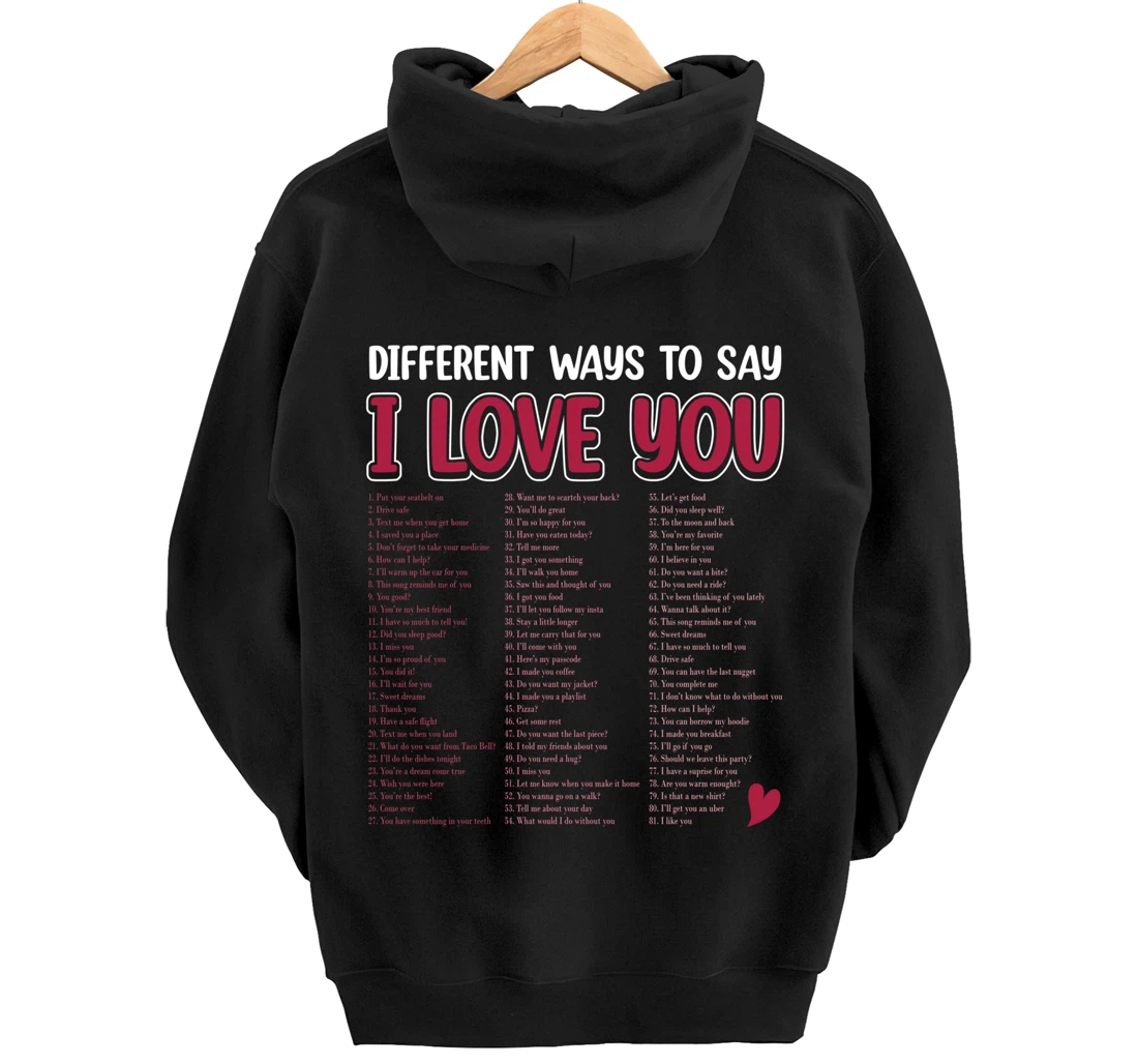 Different Ways To Say-I Love You Retro Hippie Valentine Pullover Hoodie