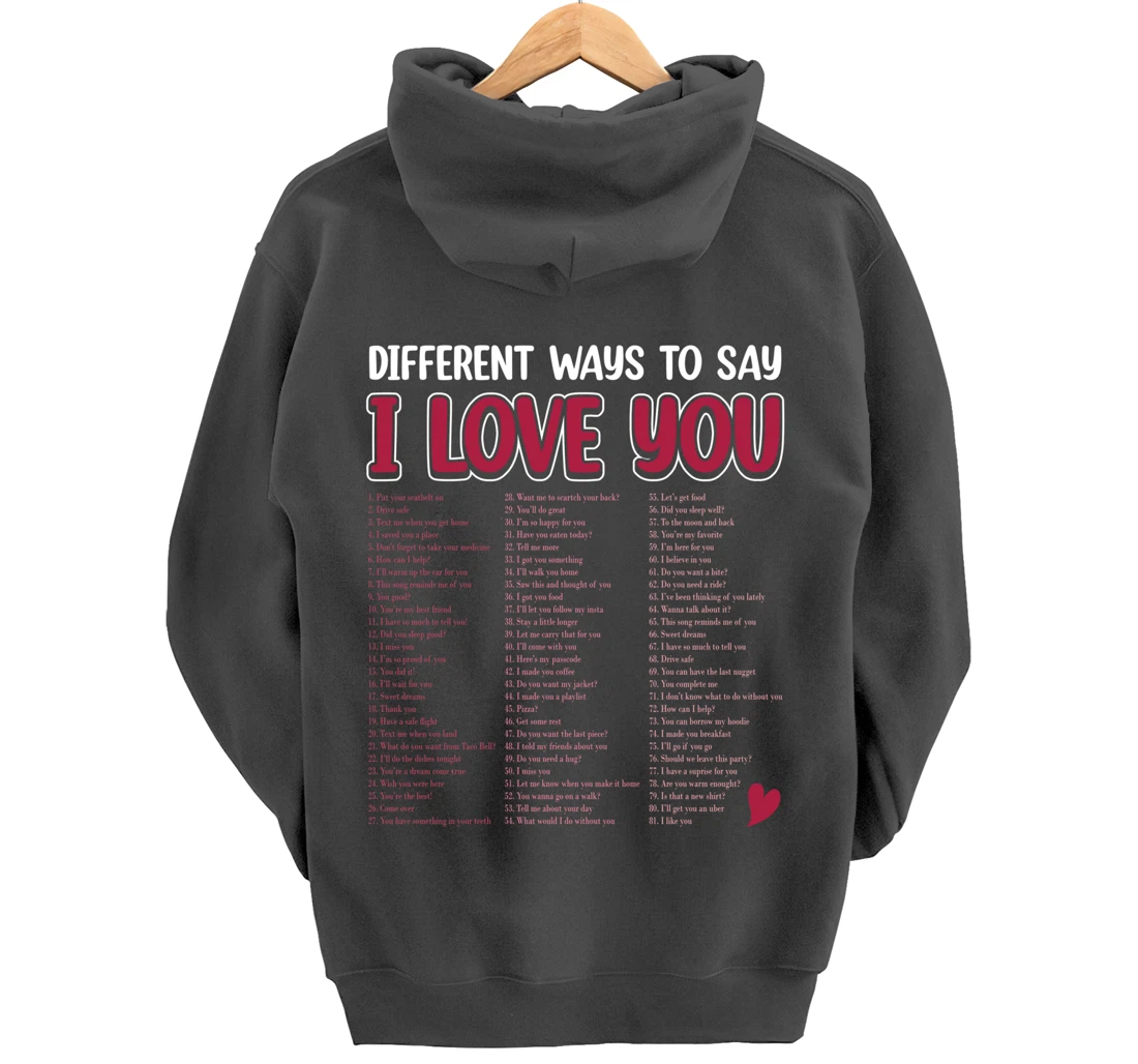 Different Ways To Say-I Love You Retro Hippie Valentine Pullover Hoodie