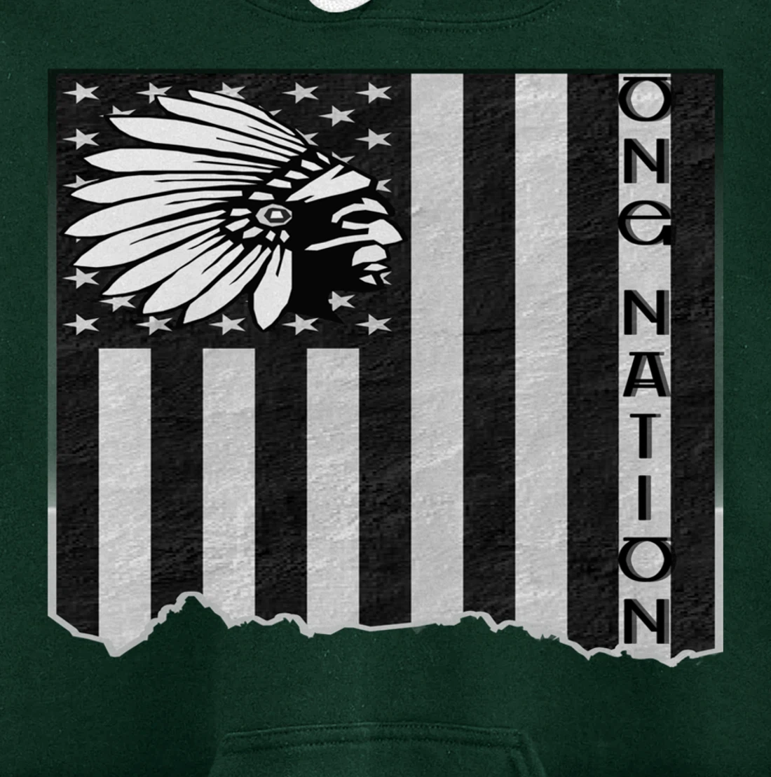 ONE NATION FLAG US | Indigenous | Native American Headdress Pullover Hoodie