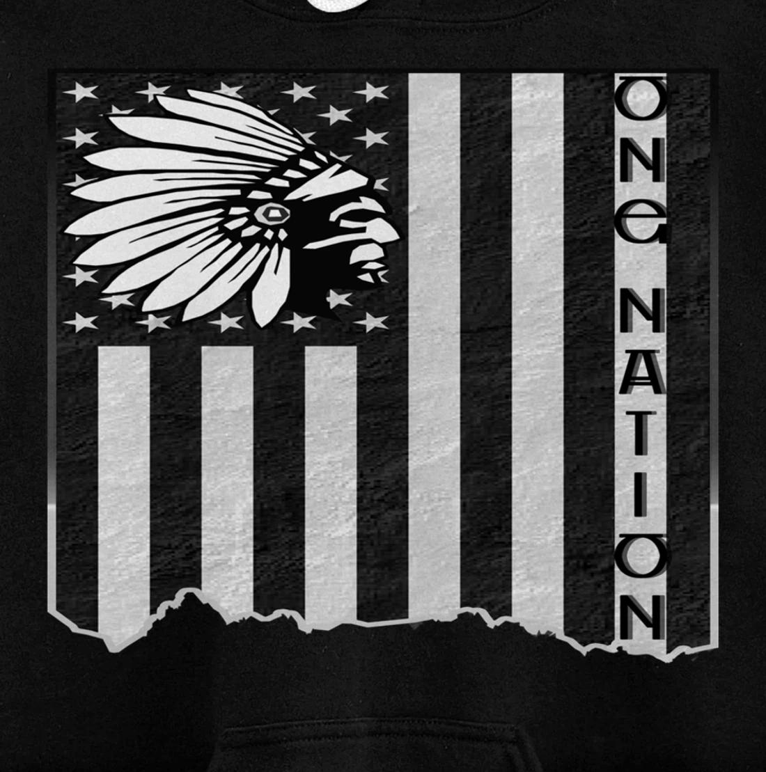 ONE NATION FLAG US | Indigenous | Native American Headdress Pullover Hoodie