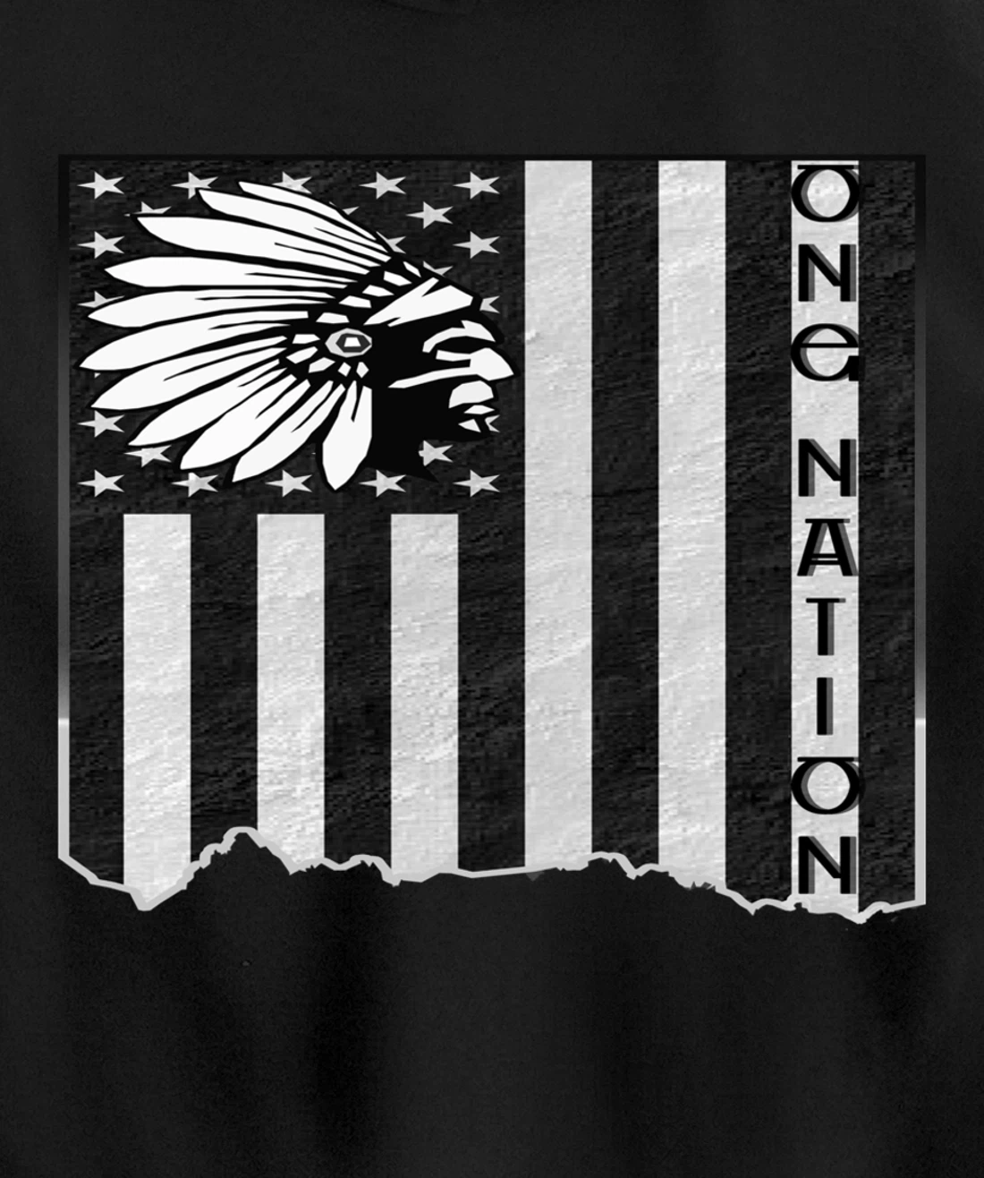 ONE NATION FLAG US | Indigenous | Native American Headdress Pullover Hoodie