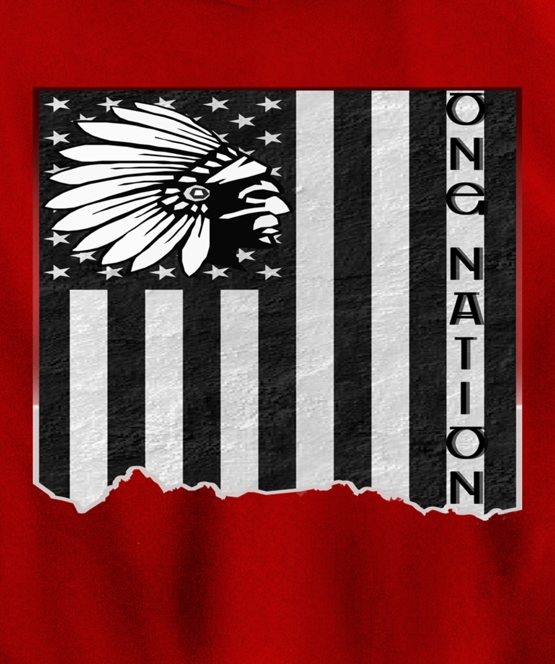 ONE NATION FLAG US | Indigenous | Native American Headdress Pullover Hoodie