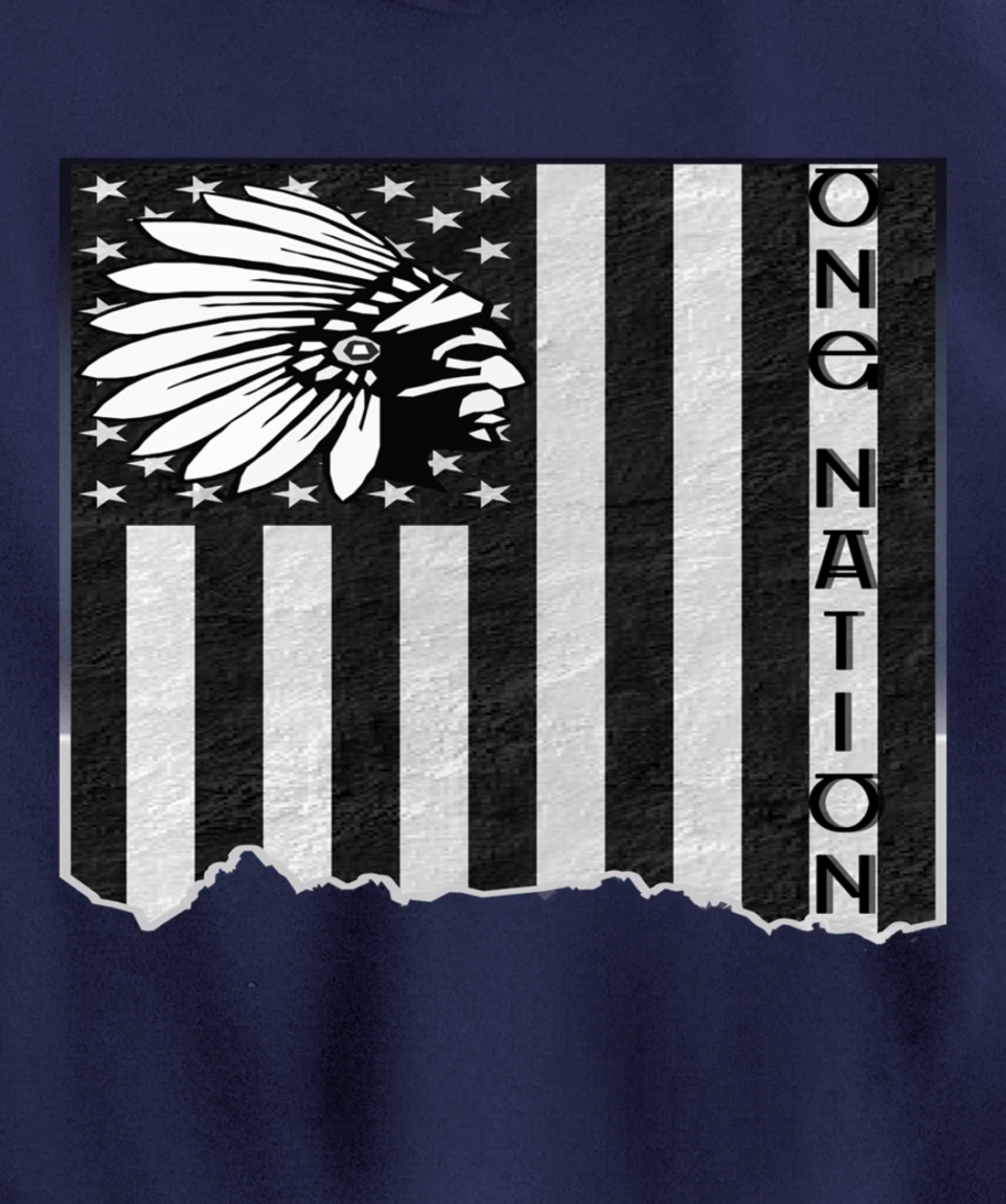 ONE NATION FLAG US | Indigenous | Native American Headdress Pullover Hoodie