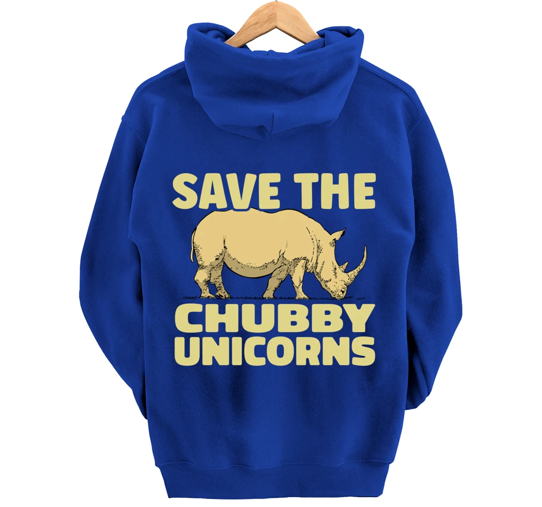 Save The Chubby Unicorns Funny Rhino Animal Rhinoceros Pullover Hoodie
