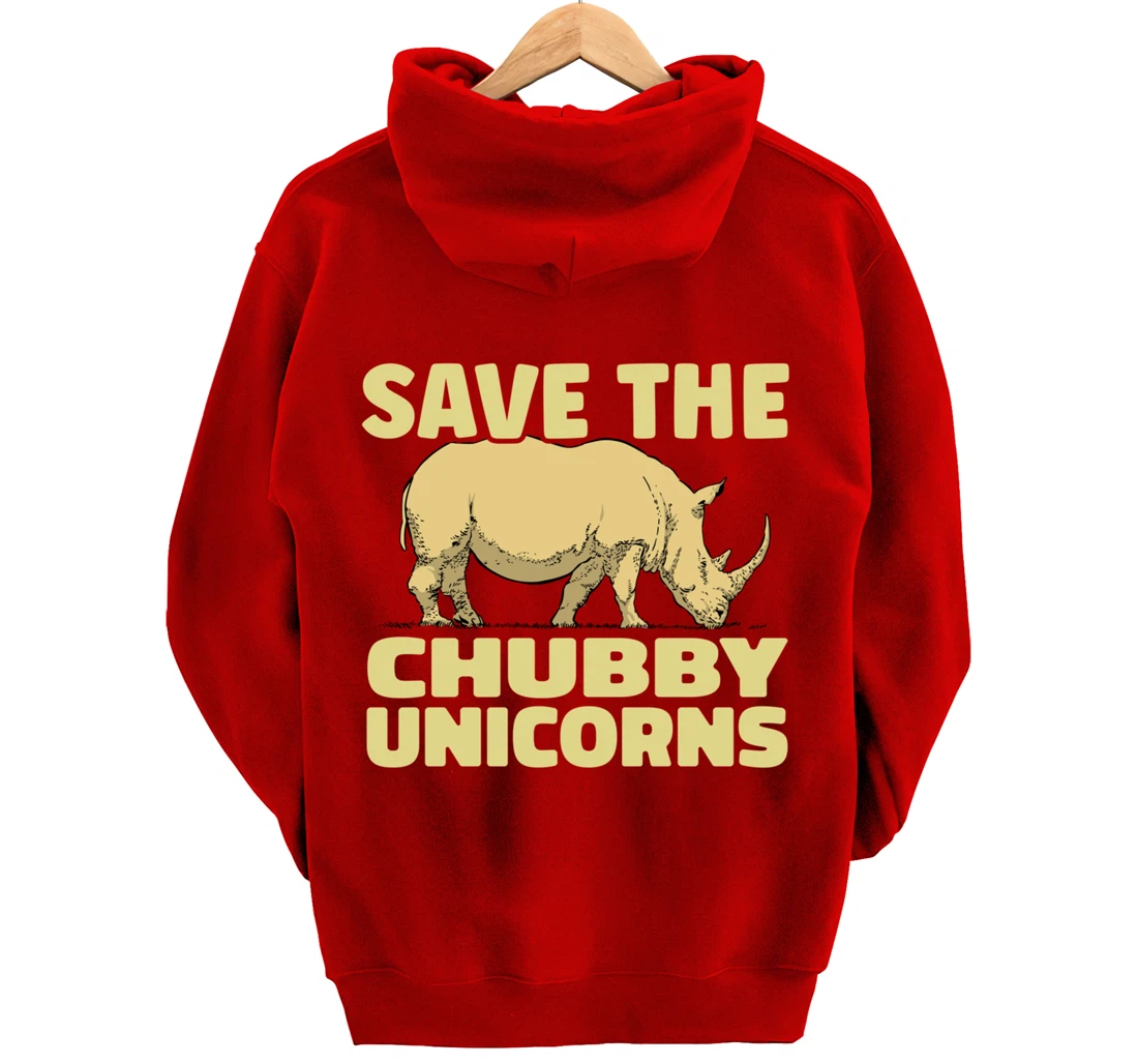 Save The Chubby Unicorns Funny Rhino Animal Rhinoceros Pullover Hoodie