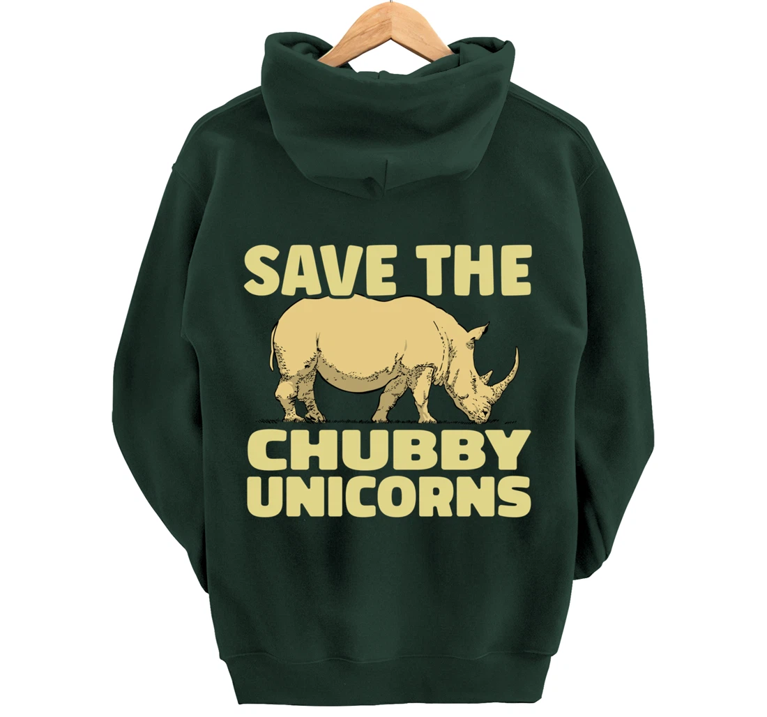 Save The Chubby Unicorns Funny Rhino Animal Rhinoceros Pullover Hoodie