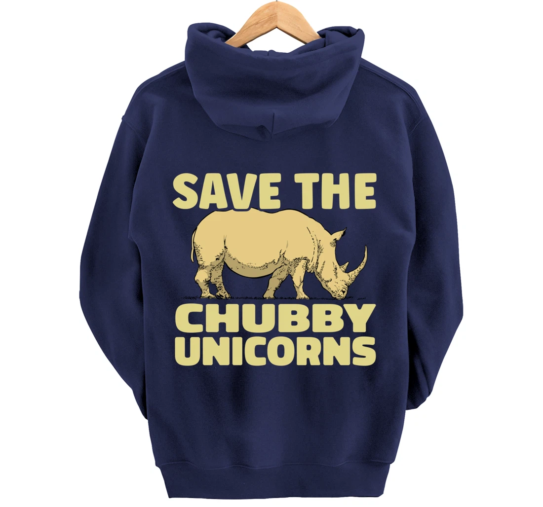 Save The Chubby Unicorns Funny Rhino Animal Rhinoceros Pullover Hoodie